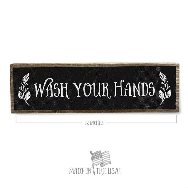 ANVEVO Wash Your Hands - Metal Wood Sign Light – Cute & Funny Wall Bathroom Decor - Rustic Wall Art - Modern Home Décor - Farmhouse Bathroom Decorations