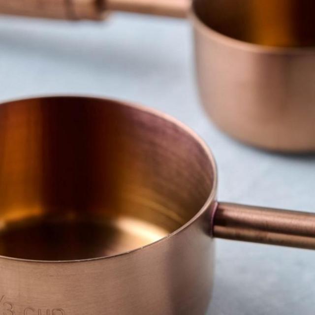 Walnut and Copper Measuring Cups