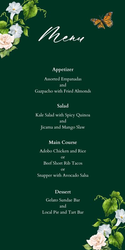 Green Oval Wedding Menu - Eterno