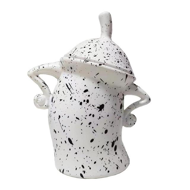Canister with Attitude, Cute Sassy Tea Pot Storage Canister with Airtight Lid Fun Food Storage Jar Stylish Teapot, Creative Kitchen Storage Canisters for Coffee Tea Sugar Spices and More(White)