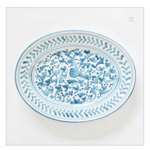 Arabesco Turquoise oval platter - 38cm