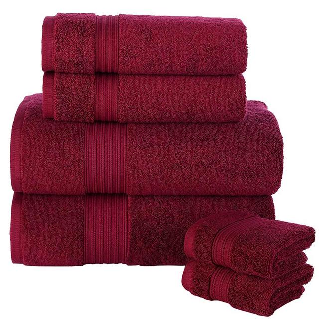 PESHKUL Premium Collection Turkish Bath Towel Set of 6 | 100% Cotton | 2 Bath Towels 27x54, 2 Hand Towels 16x30, 2 Washcloths 13x13 (Burgundy)