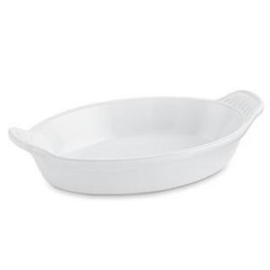 Le Creuset Heritage Stoneware Oval Gratin, 8", White