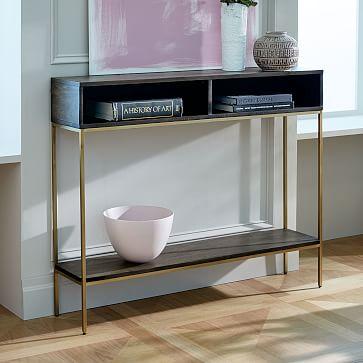 west elm, Industrial Storage Skinny Console, umber/gold