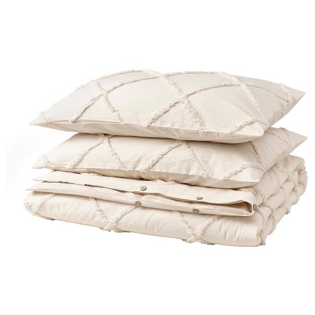 NYPONLUGGMAL Duvet cover and pillowcase(s), natural, King
