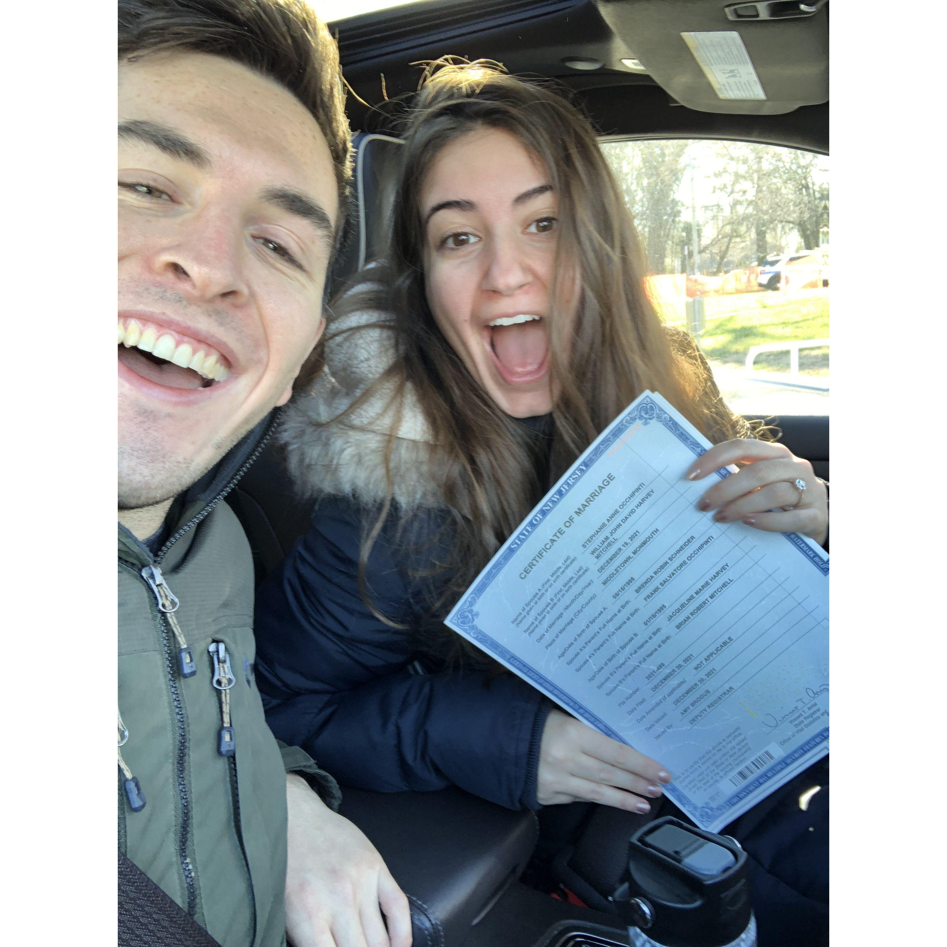 The day we picked up our marriage license and started the (long) visa process. By our wedding day, we'll technically have already been married for 2.5 years.