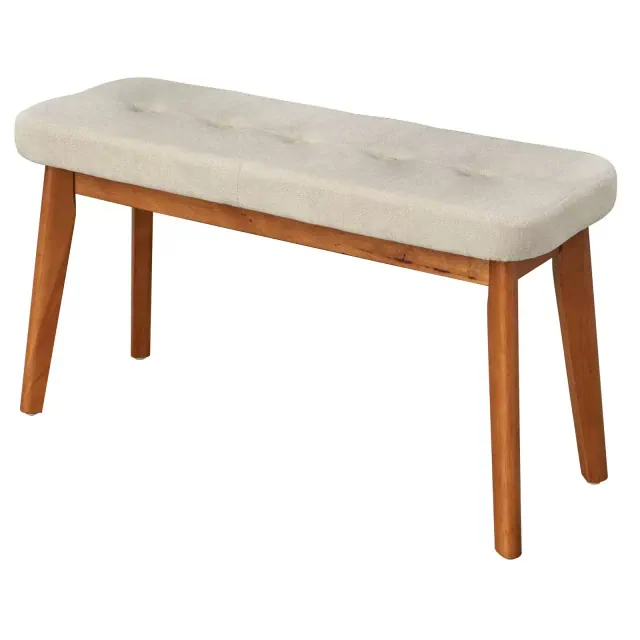 Buylateral Nettie Rubberwood Frame Bench with Padded Seat Walnut Brown/Beige