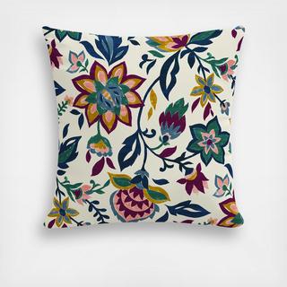 Folk Floral Outdoor Throw Pillow