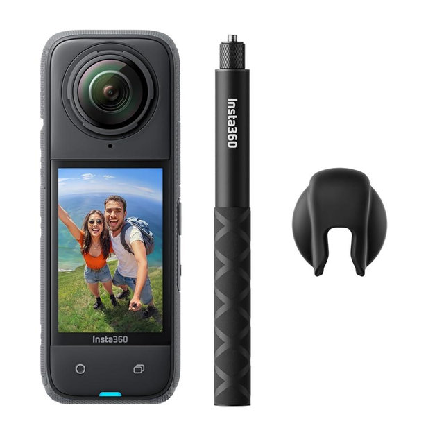 Insta360 X4 Get-Set Bundle - 8K Waterproof 360 Action Camera, 4K Wide-Angle Video, Invisible Selfie Stick Effect, Removable Lens Guards, 135 Min Battery Life, AI Editing, Stabilization