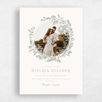 Pale Sage, Green Wedding Invitation - Treviso Photo