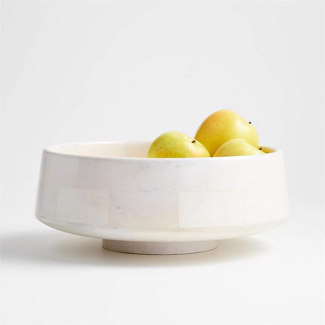 Katin White Wood Centerpiece Bowl