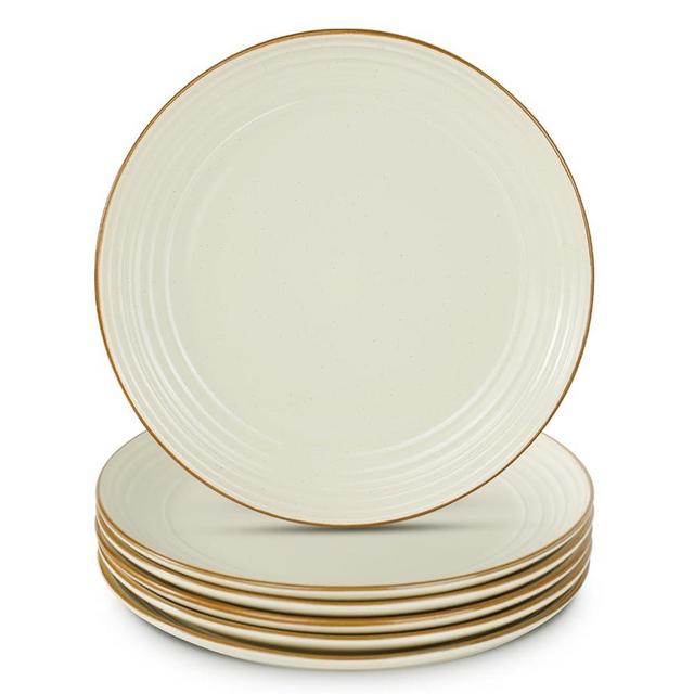 famiware Jupiter Salad Plates Set of 6, 8 Inch Dessert Plates, Microwave and Dishwasher Safe, Scratch Resistant, Salad Plate for Dessert, Salad, Appetizer, Vanilla White