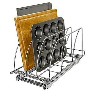 Lynk Professional Roll-Out Cutting Board and Bakeware Organizer in Chrome