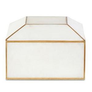 Brass Bordered Stone Box, Small, White