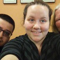 Shelbi with her mom and Freddy. This was before one of my first neck surgeries and both of them wanted to be with me and make sure I was okay.  I love them
