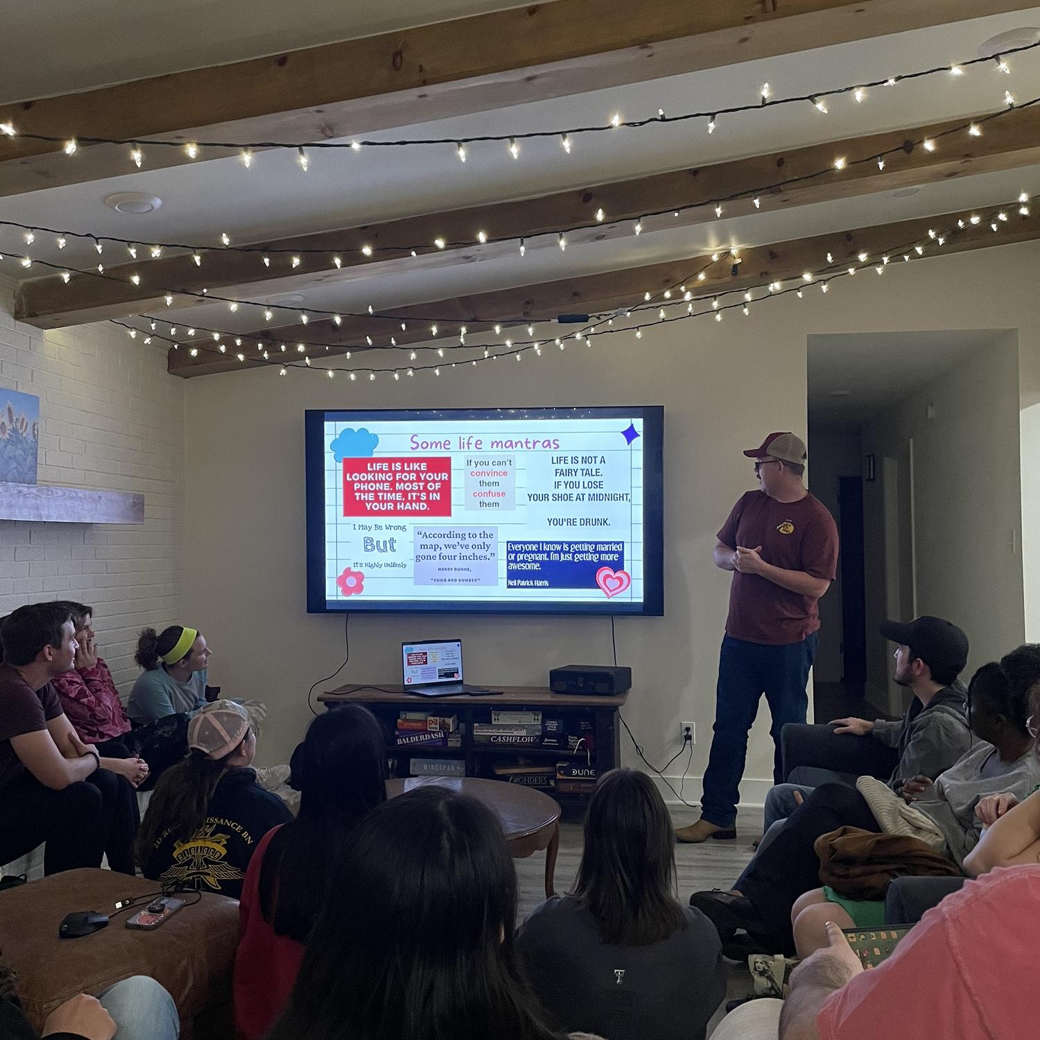 Hunter's first night officially meeting Raegan's students. While giving a presentation about himself, he announced we were officially dating and all of them gasped in excitement at the same time!