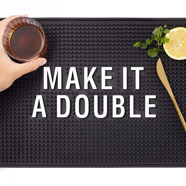 Bar Mat for Home Bar Decorations - Man Cave Basement Presents Decor - Cool Gift Idea Dad Son Husband Father’s Day - Housewarming - College - New Home - Rubber Bar Service Spill Mat (12 x 18 inches)