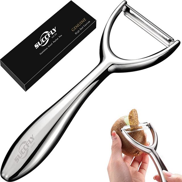 Vegetable Peeler Stainless Steel, Premium Potato Peelers for Kitchen, Veggie Peeler, Fruit Peeler, Apple Carrot Cucumber Peeler Ultra Sharp Blade Serrated Rotary Heavy Duty Ergonomic Handle (Y-Shaped）