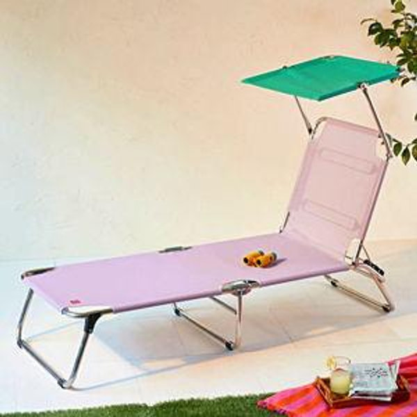 Outdoor Lounge Chair with Sun Shield - Lilac/ Teal