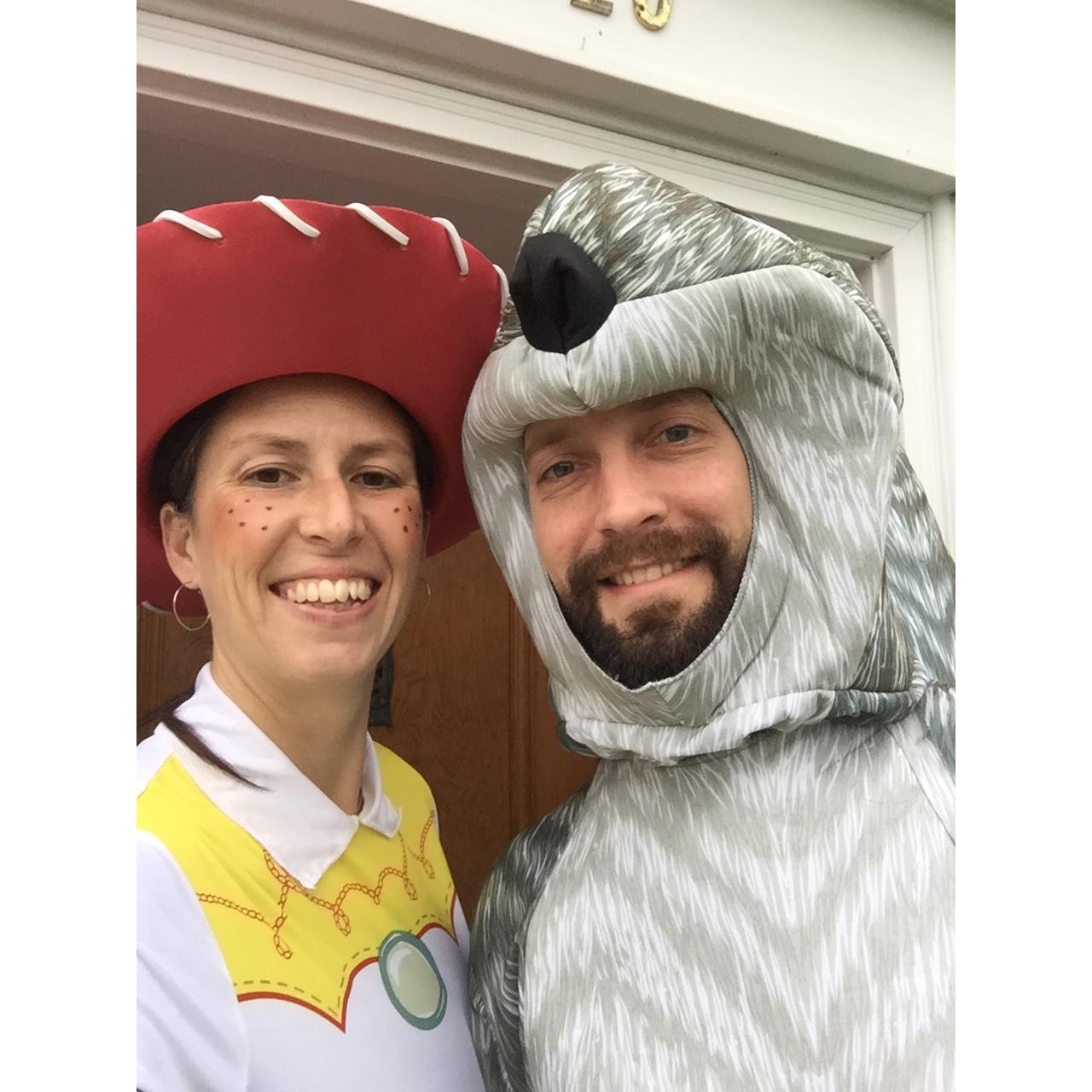 Jessie the cowgirl and giant squirrel guy!