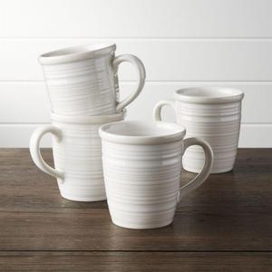 Farmhouse White Mugs, Set of 4