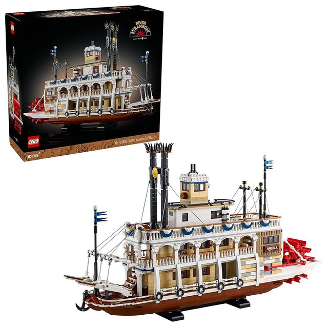 LEGO Ideas River Steamboat Building Set - Room Decor for Men & Women - Boat Model Building Kit for Adults, Ages 18+ - DIY Display for Bedroom or Office - Gift Idea for Birthdays - 21356