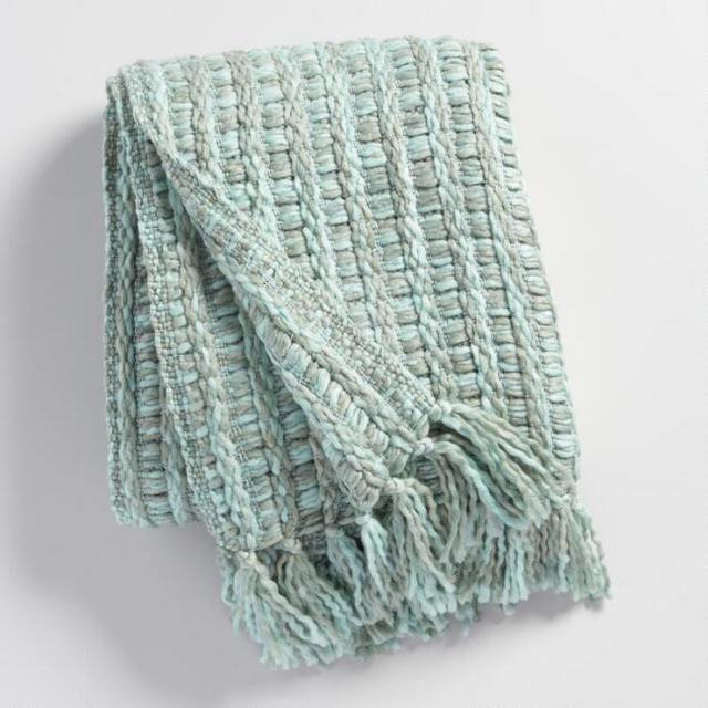 Frost Blue Knit Throw Blanket