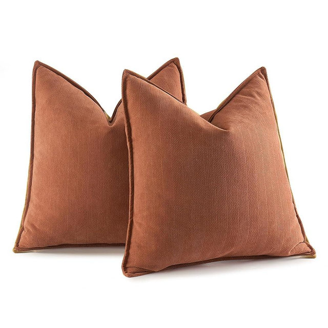 MIULEE Pack of 2 Burnt Orange Decorative Pillow Covers 20x20 Inch Soft Chenille Couch Throw Pillows Farmhouse Cushion Covers with Elegant Design for Sofa Bedroom Living Room Home Decor