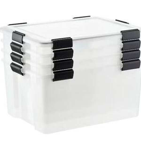 Case of 4 74 qt. Weathertight Totes Clear