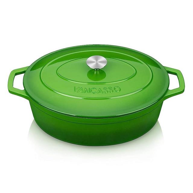 vancasso Enameled Cast Iron Dutch Oven, 9.3 Quart Dutch Oven Pot with Lid, Oval Dutch Oven Cast Iron Pot with Non Stick Enamel Coating for Bread Baking, Light Blue