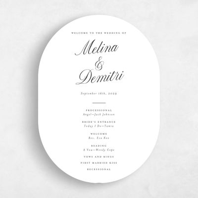 White Oval Wedding Program - Mabel
