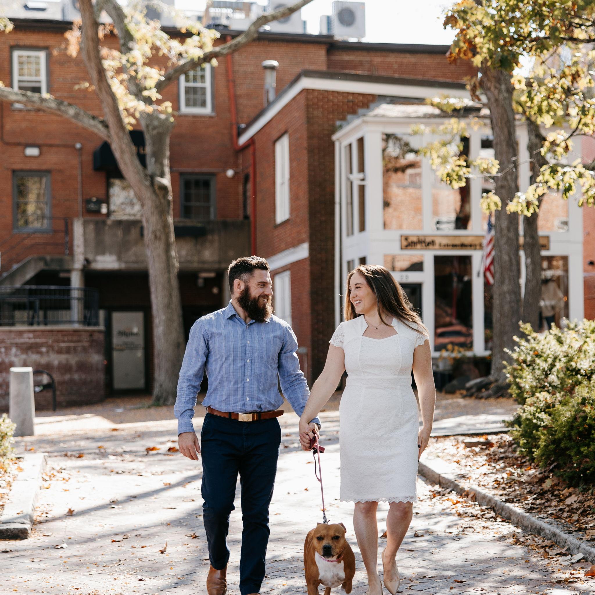 Engagement photos in downtown Newburyport