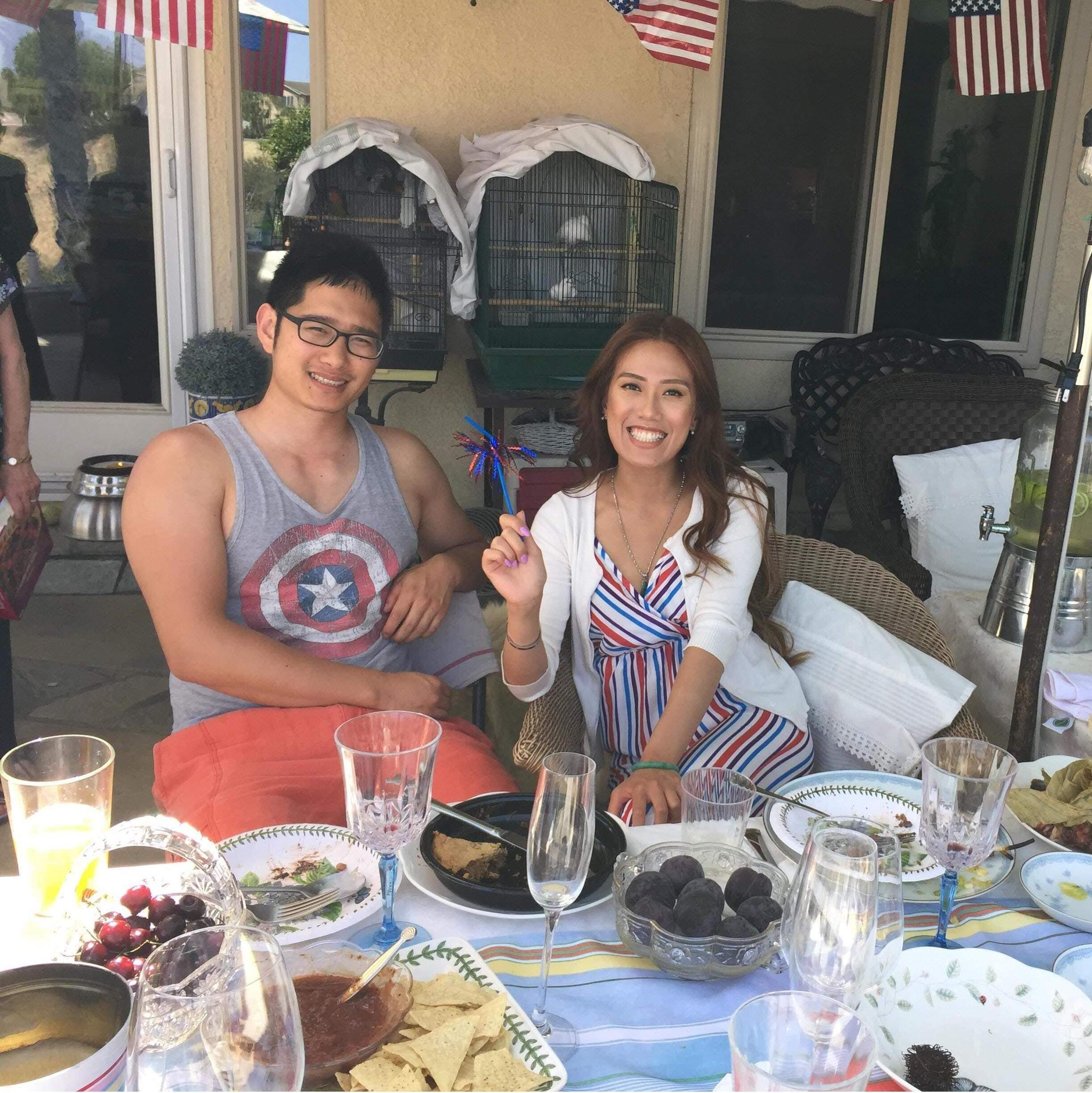The first time Sandy met Mark's family (July 4th @ Chang residence)