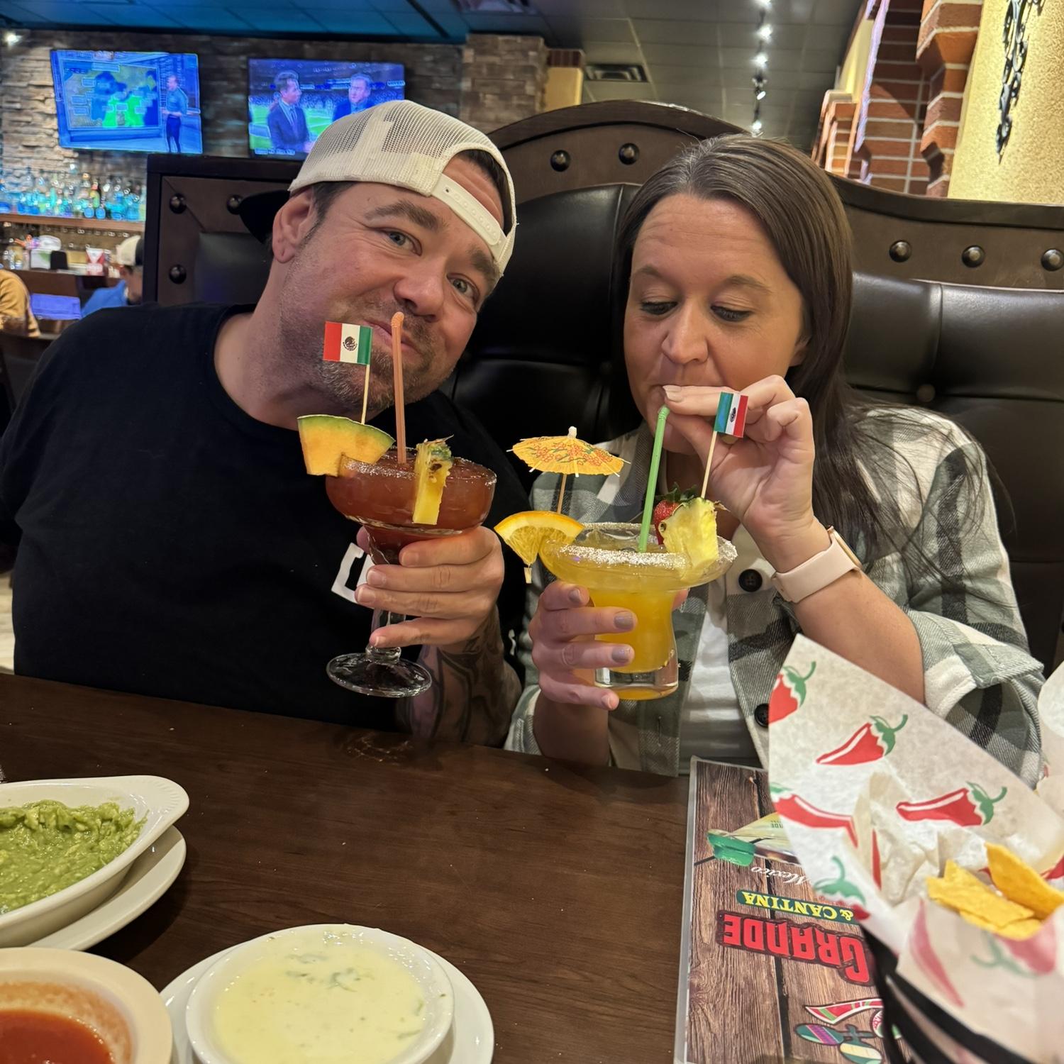 Chas surprised me on my birthday! We had to celebrate with Mexican and margaritas.. our favorite night out dinner!