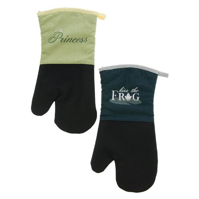 Disney Princess Neoprene Oven Mitts, 2pk - Non-Slip Heat Resistant Oven Gloves with Deep Insulated Pockets and Hanging Loop - Ideal for Handling Hot Kitchenware, 7 x 13.5 Inches -Princess and the Frog