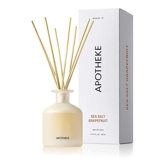 APOTHEKE Luxury Scented Oil Reed Diffuser, Sea Salt Grapefruit, 6.7 oz - Pepper, Mint & Tarragon Fragrance Oil, Pure, Alcohol Free, Unique Formulation, Strong, Lasting, Beautiful, Artisan Crafted