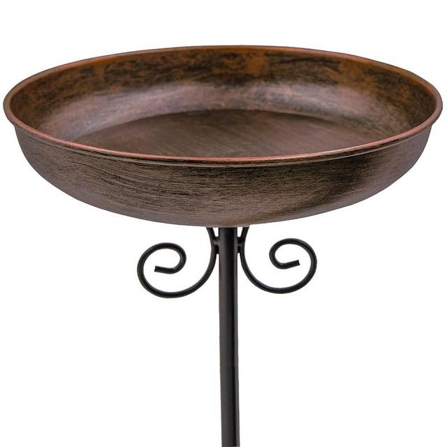 OUISJYER Small Metal Bird Bath for Outdoors, 10" Dia Bowl with Stake Birdbaths Garden Yard Lawn Decor 0.4 Gallon