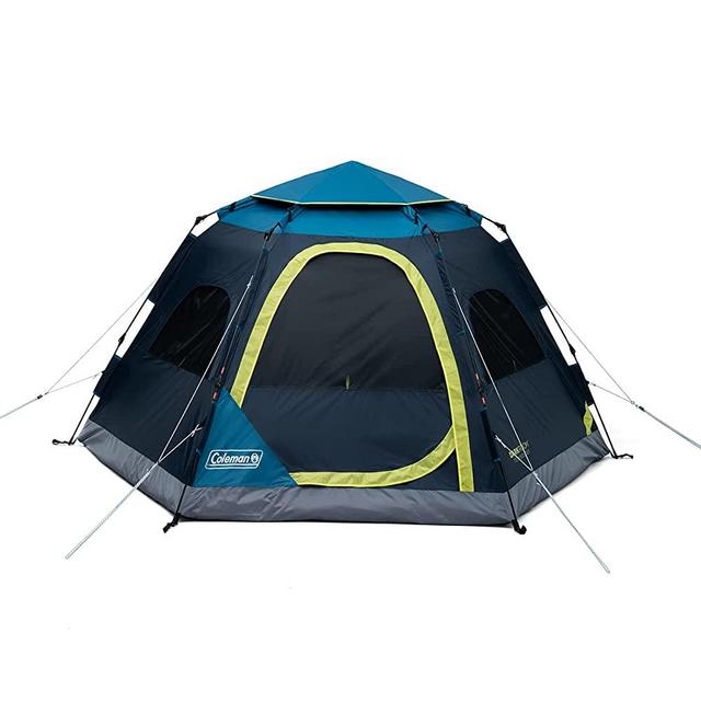 Coleman Camp Burst 4-Person Camping Tent, Umbrella-Style Pop-Up Tent with 45s Easy Setup, Dark Room Option Available, Tub Floor and Taped Seams Keep You Dry, 360° Views