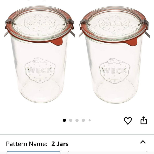 Weck Canning Jars 743-28.7 fl. oz Weck Mold Jars made of Transparent Glass - Eco-Friendly Canning Jar - Storage for Food, Yogurt with Air Tight Seal & Lid - 3/4 Liter Tall Jars Set - Set of (2 Jars)