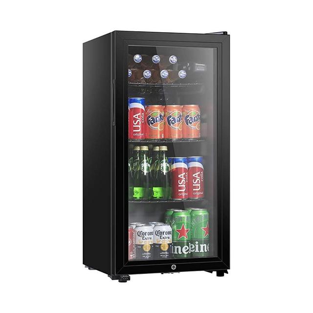HAILANG 3.2 cu.ft Beverage Refrigerator Cooler, Mini Fridge with Glass Door for Beer Soda or Wine, Perfect for Home,Bar, Office
