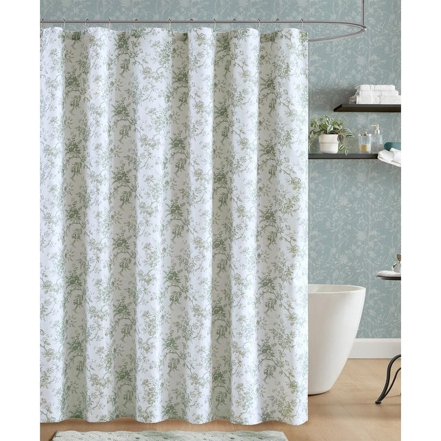 Laura Ashley Walled Garden Tonal Floral Shower Curtain, 72" x 72"