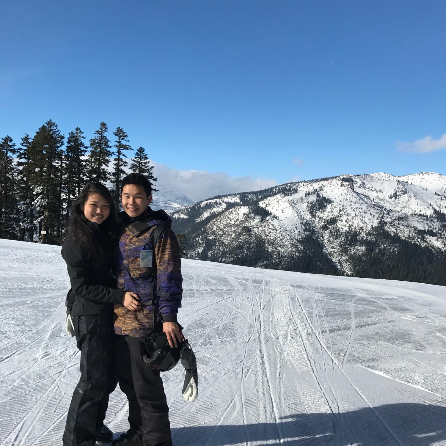 Alex taught Annie to ski on their first snow trip in December of 2016