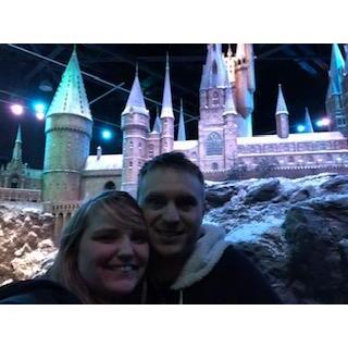 In front of the Hogwarts castle.