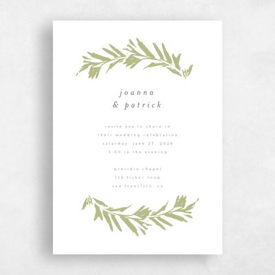 Soft Moss, Green Wedding Invitation - Callahan Portrait