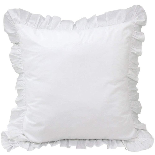 Queen's House White Euro Sham Ruffle Pillowcase 26''×26'' -1 Piece