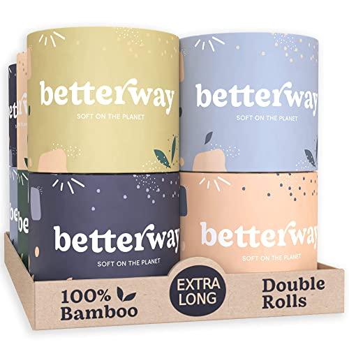 Organic Bamboo Toilet Paper - 2X Longer - 360 Sheets/roll - 3 PLY - 12 Double Rolls - Plastic Free & Extra Strong - Septic Safe Biodegradable Toilet Tissue - Eco-Friendly & Super Soft - FSC Certified