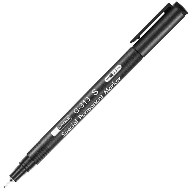 Dunzoom 1 Photo Pen, 0.3mm Photo Marker for Slick Surface Writing, Waterproof, Lightfast, No Penetration, Permanent Marker Suitable for Christmas Cards, Film, Optical Lens (Black)