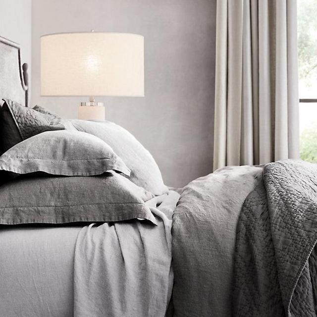 STANDARD - STONEWASHED BELGIAN LINEN FLANGE SHAM - Fog