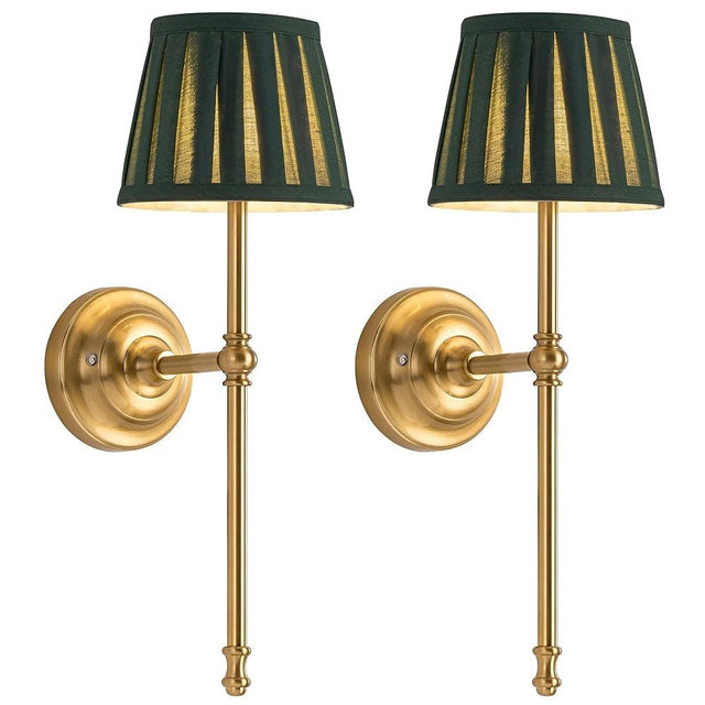 KDG Cordless Wall Sconces Set of 2, Small Wireless 5200mAh Rechargeable Battery Fabric LED Wall Lamps, Portables Lightings for Wall Painting, Living Room, Bedroom, Hallway, Gifts, Night Light (Green)