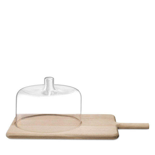 LSA Dine Glass Cheese Dome & Oak Board, Large